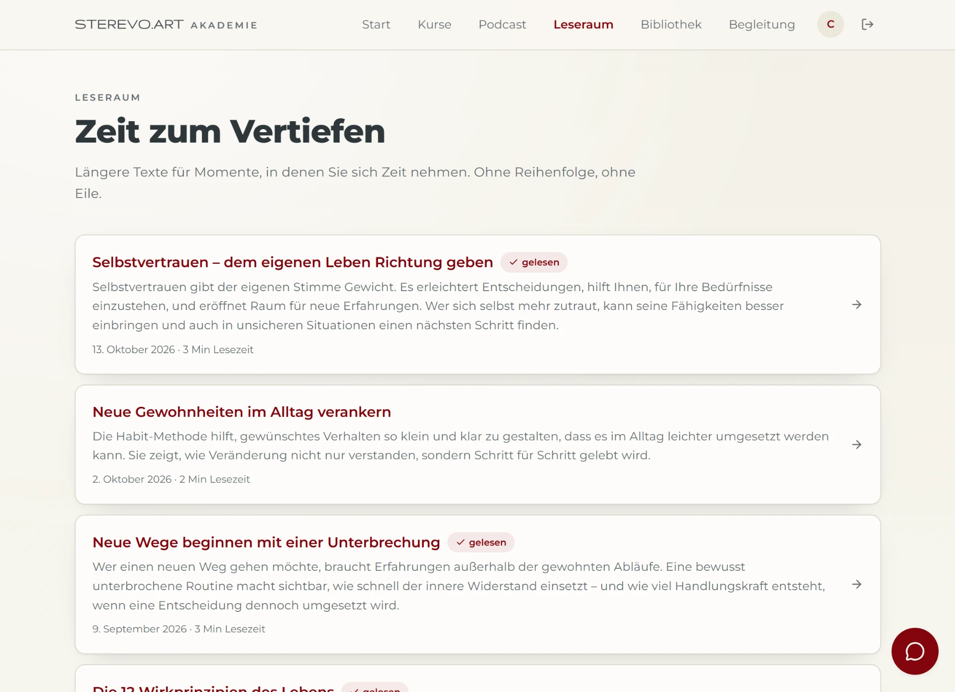 Leseraum der Akademie